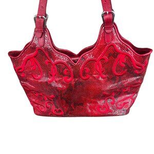 SHARIF STUDIO vintage red embossed purse/ shoulder tote bag